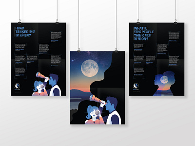 ...about the Moon part II aerospace boy cosmic danish font future girl graphic design illustration moon night noise poster quotes sky space telescope thoughts typography young