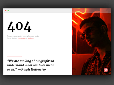 404 - Photography Web Concept 404 404 page branding collect ui concept design flat identity minimal photography photography website type typography ui ux web web design