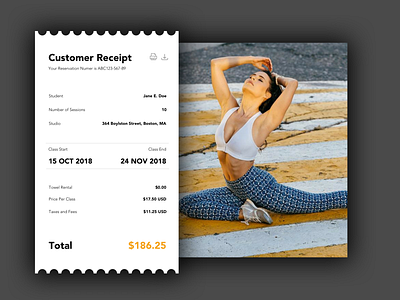 UI Daily Day 17 Email Receipt branding collect ui concept design email email receipt flat identity minimal receipt type typography ui ux vector web web design yoga