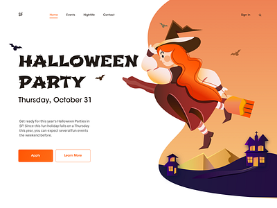 Halloween Party color halloween halloween party illustration ui design web design website