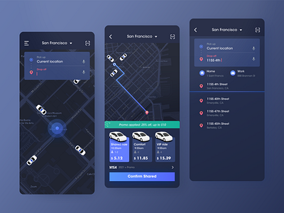 Ride Sharing - Dark mode