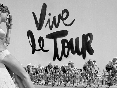 Vive le Tour #2 brush script cursive cycling hand lettering le tour de france script sumi tour de france velo