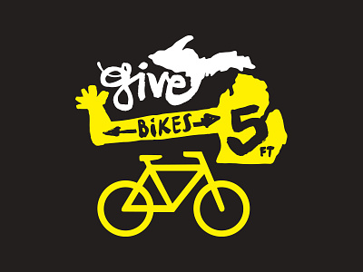 Give Bikes 5 Feet bicycle safety bike safety bold brush lettering brush script cycling cycling safety hand lettering law lettering michigan