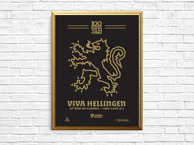 Viva Hellingen Poster belgium cycling lion monument poster ronde van vlaanderen thick lines tour of flanders typography