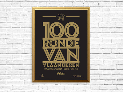 100 Ronde Van Vlaanderen Poster belgium cycling illustration lion monument ronde van vlaanderen tour of flanders typography