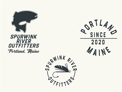 Spurwink River Outfitters - Word Marks brand branding circle fish fishing fly fly fishing icon illustration illustrator logo maine outdoors river spurwink vector word mark
