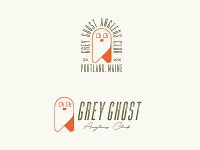 Grey Ghost Anglers Club 2022 angler branding club cute design fishing fly fishing ghost grey grey ghost icon illustration illustrator logo maine orange portland sketch vector