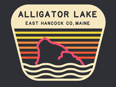 Alligator Lake Campsite Badge 2022 alligator branding camp camping design icon illustrator lake logo maine national park outdoors park retro sketch vector
