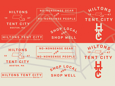 Hiltons Tent City - Logotype boston branding identity logo orange store tent typography