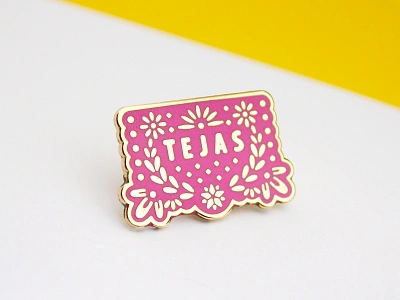 Papel Picado Texas Enamel Pin cute design enamel pin fiesta graphic design illustration lapel pin mexican papel picado spanish tejas texas