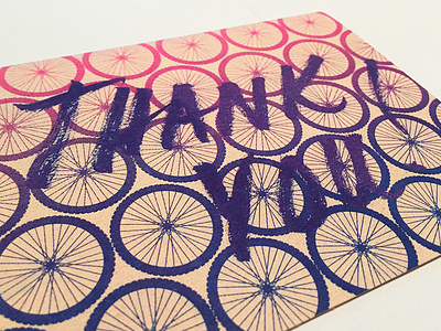 Risograph Thank You Card bicycle brush card cycling gradient ms150 risograph thank you
