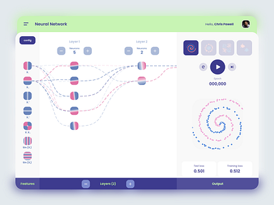 Neural network simulation adobe xd app application chart clean modern neural neural network product design simulation simulator ui ux web app