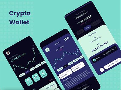 Crypto App - Dark theme adobe xd app chart clean crypto cryptocurrency currency dark minimal mobile app mobile design product product design track wallet xd