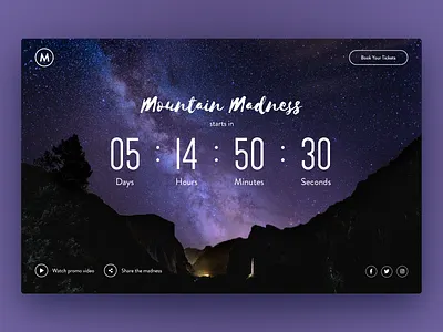 Daily UI #014 - Countdown Timer countdown countdown timer countdowntimer daily 100 challenge dailyui dark mountain night night sky nightsky timer ui ui design uidaily uidailychallenge uidesign uiux uiuxdesign web design webdesign