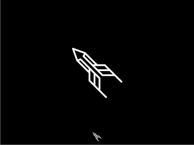 Rocket black daily design dlc graphic icon logo minimal rocket stroke white