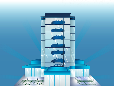 Car Tower building car color design gradient graphic tower vector