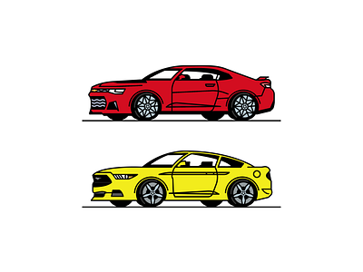 Camaro + Mustang camaro car cars chevy ford graphic illustration minimal mustang stroke vector