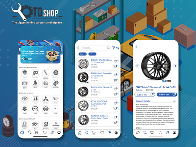 OtoShop - A Car Parts Marketplace App automotive e commerce app mobile app design mobile ui ui