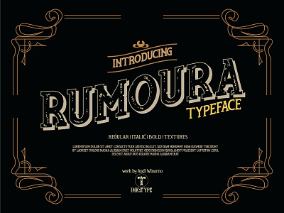 Rumoura Typeface display fonts serif font texture fonts vintage