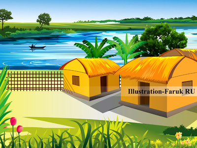 illustration art bangladesh book arts concept design digital painting drawing illutration vector art village
