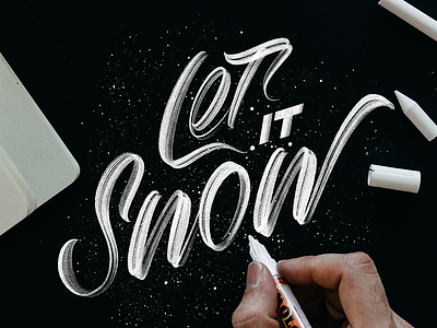 Let it snow brushlettering design hand draw illustration ipadlettering lettering letters procreate script type typedesign typography