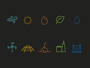 Renewable Energy Sources Icon Set by Bensu Atila on Dribbble