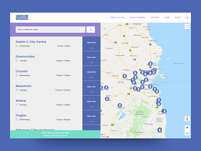 Unislim Class Finder design ui ux web