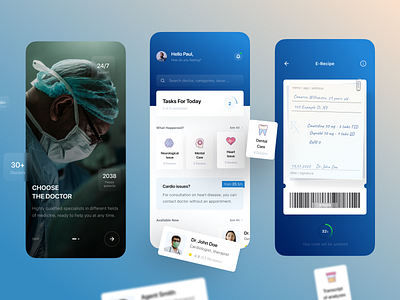 Doctor App (Medical App Preview Shot) app barcode cards dental design doctor doctor app doctor appointment health healthcare hospital ios medical medicine mobile mobile design mobile ui recipe ui ux