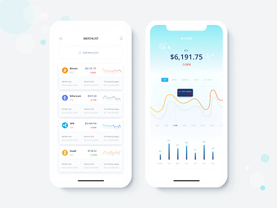 CryptoApp app cards chart crypto cryptocurrency ico ios mobile token ui ux wallet