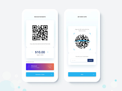 CryptoAPP Qr Code Scan app cards chart crypto cryptocurrency ico ios mobile qr token ui ux wallet