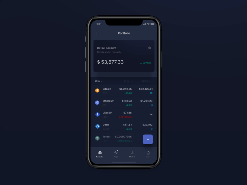 CoinFolio (motion) app blockchain card cards chart coin crypto cryptocurrency crypto cryptocurrency dark ui dashboard design finance ico ios mobile motion token ui ux