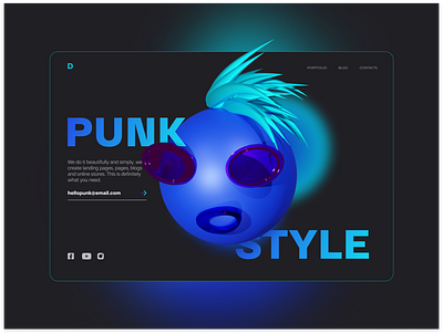 Punk style 3d 3d art 3d modeling 3d ui blender blender 3d blue gradient studio ui uiux