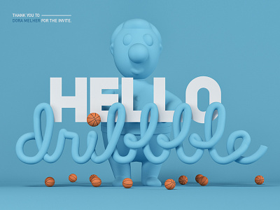 Hello dribbble! 3d character design hello pastel starter