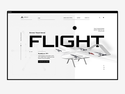 Aurelia Aerospace 3d animation design minimalism plane ui webdesign