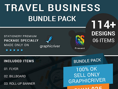 Travel Business Bundle Pack advert agency banners branding branding catalog bundle corporate creative bundle pack e commerce branding holiday honeymoon id pack magazine mega bundle pack powerpoint signage starfish summer swimming template