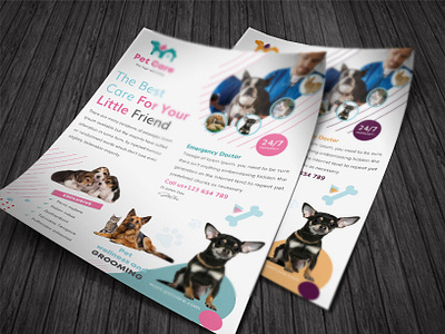 Pet Care Flyer Template ad advert advertisement bird business cat dog dog flyer dog walking flyer grooming leaflet pet pet care pet shop pets psd flyer service services sitting