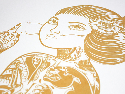 Girls babes illustration screen print tattoo