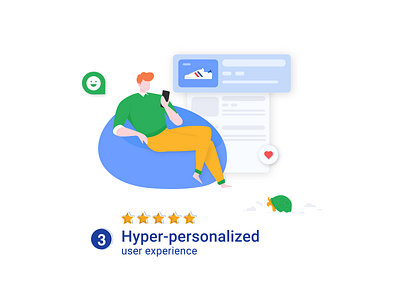 Hyper-personalized user experience ecommerce idea incoming message message mobile notification online personalization rating shoes smiley sms star turtle user user experience