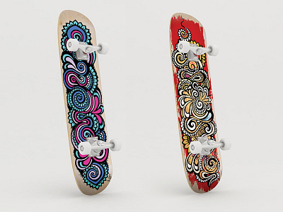 Skateboard art blue color custom art custom design design floral flow flowing graffiti illustration organic phoenix red skateboard skateboard design skateboard graphics skateboarddesign steel studio