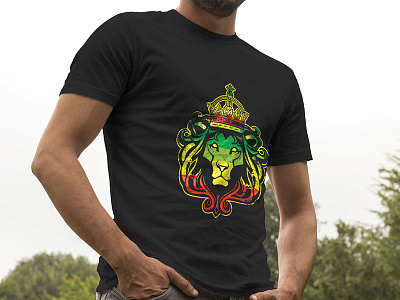 Rasta Lion King art crown custom art design digital flat graphic illustration jamaica king lion mockup phoenix print rasta reggae steel studio t shirt vector