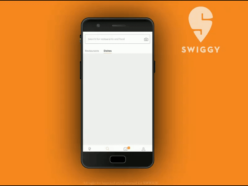 Swiggy Live Search animation app app ui design food orange swiggy typogaphy ui ux web web design