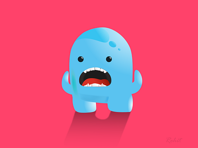 Scared Monster - Day 1 3d adorable animal beast cute cute fun funny fairy fantasy giant girl illustration minimal monster scared simple story ui vector
