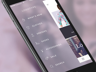 App Menu app clothes commerce fashion icons ios iphone menu shop ui ux
