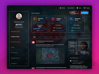 Project Sonoma adobe app cloud dark dashboard ios ipad marketing mobile ui ux web