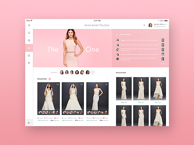 iPad Dashboard for Bridal Shopping Assistant app bridal clean dashboard design ipad minimal pink ui user interface ux