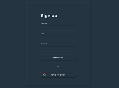 Sign up, dark mode neumorphism