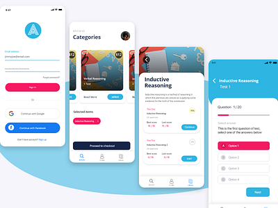 Assessment tests app app branding challenge clean design illustration typography ui ux web