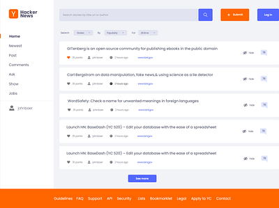 Hacker news redesign challenge clean colour icon minimal responsive typography ui ux web
