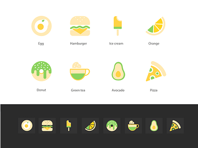 Food icon set app app design art blue challenge clean flat ui minimal