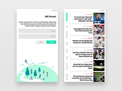 Sports News App android app ui app design app ui design appui clean clean app design joyson news app ui ui design white